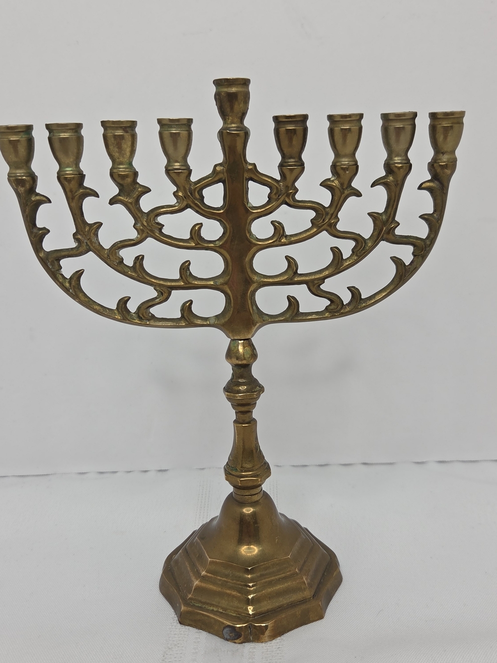 Vintage Brass Menorah Candelabra - Gold Finish